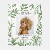 Couverture Polaire Aquarelle botanique Verdure Photo Mémorial (Devant)