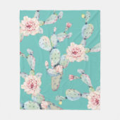 Couverture Polaire Aquarelle Cactus avec Fleurs roses Motif moderne (Devant)