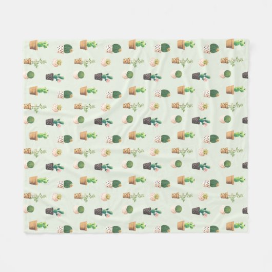 Couverture Polaire Aquarelle Cactus Motif Mint Vert (Devant (Horizontal))