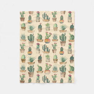Couverture Polaire Aquarelle Cactus Nature botanique