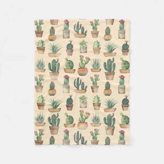 Couverture Polaire Aquarelle Cactus Nature botanique (Devant)