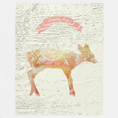 Couverture Polaire Aquarelle Cerf Abstrait Motif en bois rustique (Devant)