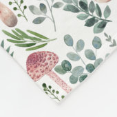 Couverture Polaire Aquarelle Champignons et feuilles de verdure motif (Coin)