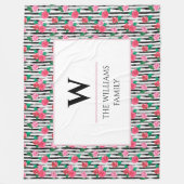 Couverture Polaire Aquarelle Chic moderne Floral Roses Rose Monogramm (Devant)