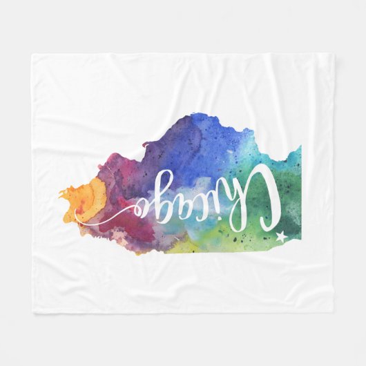 Couverture Polaire Aquarelle Chicago (Devant (Horizontal))