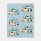 Couverture Polaire Aquarelle Citrouille bleu automne (Devant)