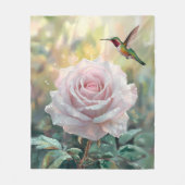 Couverture Polaire Aquarelle Colibri et rose (Devant)