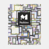 Couverture Polaire Aquarelle colorée Monogramme géométrique Abstrait (Devant)