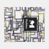 Couverture Polaire Aquarelle colorée Monogramme géométrique Abstrait (Devant (Horizontal))