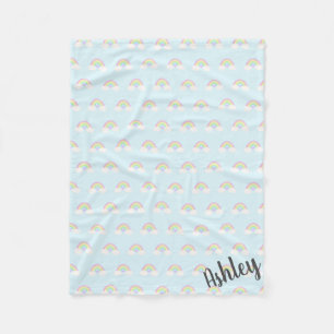Couverture Polaire Aquarelle colorée Pastel Couleur arc-en-ciel Blanc