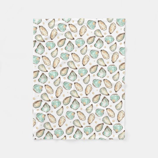 Couverture Polaire Aquarelle côtière huître et Motif Pearl (Devant)