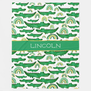 Couverture Polaire Aquarelle Crocodile Alligator arc-en-ciel Personna