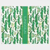 Couverture Polaire Aquarelle Crocodile Alligator arc-en-ciel Personna (Devant (Horizontal))