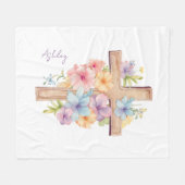Couverture Polaire Aquarelle Croix de Pâques personnalisée (Devant (Horizontal))
