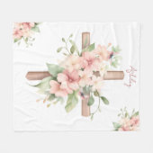 Couverture Polaire Aquarelle Croix de Pâques personnalisée (Devant (Horizontal))