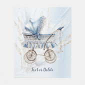 Couverture Polaire Aquarelle Cute Classic Poussette Bleu Floral (Devant)