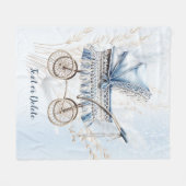 Couverture Polaire Aquarelle Cute Classic Poussette Bleu Floral (Devant (Horizontal))