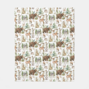 Couverture Polaire Aquarelle Cute Forest Animaux