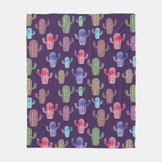 Couverture Polaire Aquarelle de cactus tendance tirant en continu mot