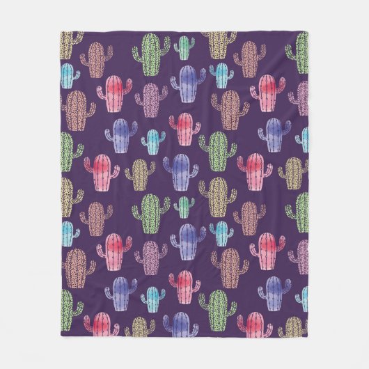 Couverture Polaire Aquarelle de cactus tendance tirant en continu mot (Devant)