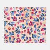 Couverture Polaire Aquarelle de canneberge : Berries sauvages sans me (Devant (Horizontal))