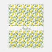 Couverture Polaire Aquarelle de citron motif fille mignonne (Devant)