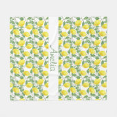 Couverture Polaire Aquarelle de citron motif fille mignonne (Devant (Horizontal))