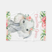 Couverture Polaire Aquarelle de fille Eléphant Floral Personnalisé (Devant (Horizontal))