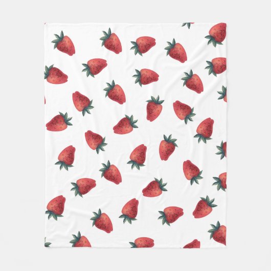 Couverture Polaire Aquarelle de fraises : Jouer Motif sans couture (Devant)