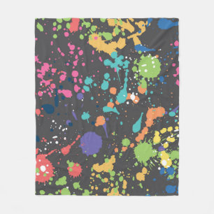 Couverture Polaire Aquarelle de Grunge : Motif de points colorés.