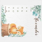 Couverture Polaire Aquarelle de jalon renard forestier (Devant (Horizontal))