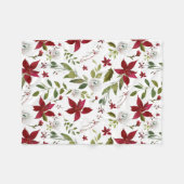 Couverture Polaire Aquarelle de la floraison hivernale de Poinsettia (Devant (Horizontal))