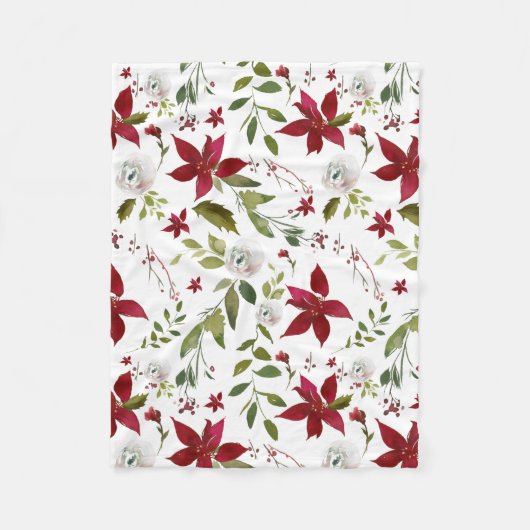 Couverture Polaire Aquarelle de la floraison hivernale de Poinsettia (Devant)