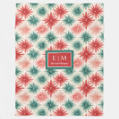 Couverture Polaire Aquarelle de monogramme vert rouge traditionnel (Devant)