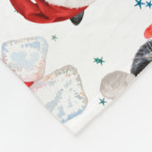 Couverture Polaire Aquarelle de Noël Chat Tricolée avec Écharpe (Coin)
