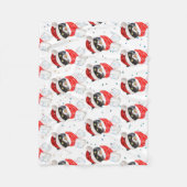 Couverture Polaire Aquarelle de Noël Chat Tricolée avec Écharpe (Devant)