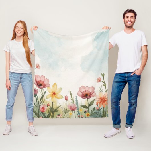 Couverture Polaire Aquarelle de printemps (En situation)