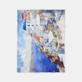 Couverture Polaire Aquarelle de Santorin (Devant)