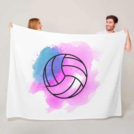 Couverture Polaire Aquarelle de volleyball (En situation)