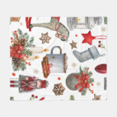 Couverture Polaire Aquarelle décoration de noël motif (Devant (Horizontal))
