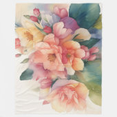 Couverture Polaire Aquarelle délicate peinture florale (Devant)