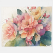 Couverture Polaire Aquarelle délicate peinture florale (Devant (Horizontal))