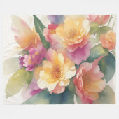 Couverture Polaire Aquarelle délicate peinture florale (Devant (Horizontal))