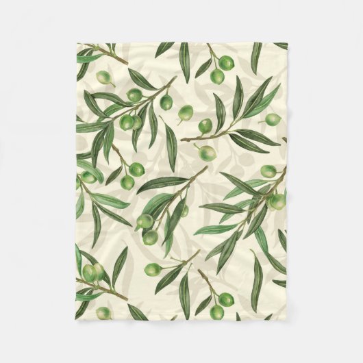 Couverture Polaire Aquarelle des branches d'olive (Devant)