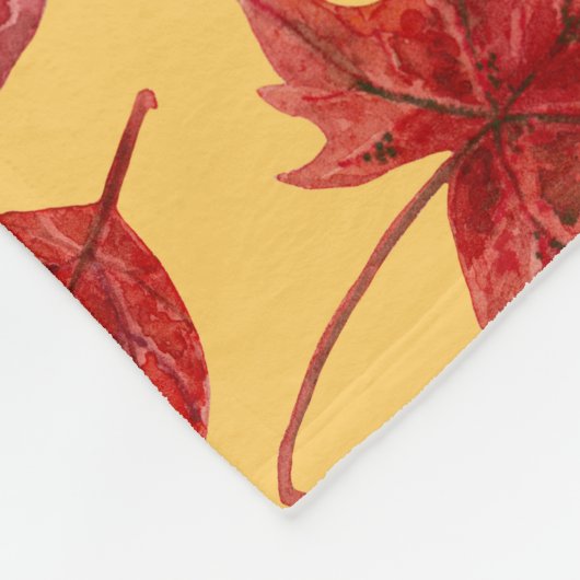 Couverture Polaire Aquarelle des feuilles rouges (Coin)
