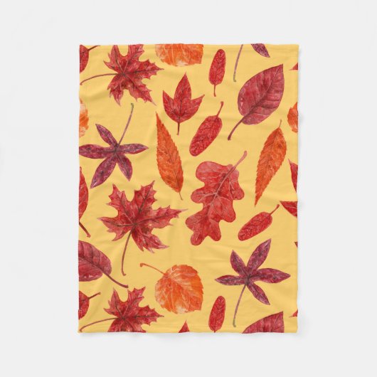 Couverture Polaire Aquarelle des feuilles rouges (Devant)