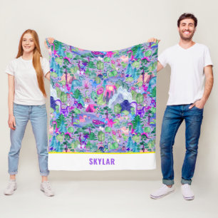 Couverture Polaire Aquarelle Dinosaur Camping Kids Personnalisé