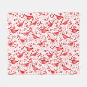 Couverture Polaire Aquarelle d'oiseaux rouge (Devant (Horizontal))