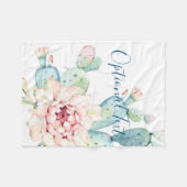Couverture Polaire Aquarelle douce Pastel Blooming Cactus (Devant (Horizontal))