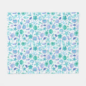 Couverture Polaire Aquarelle Eté Coques de mer et Starfish Coastal (Devant (Horizontal))